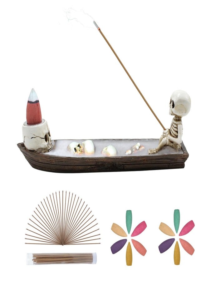 NUOLUTH Incense Burner, backflow Incense Burner,Skeleton Ship Incense Holder,Hand-Carved Decorations,Cool Room Decorations, Awesome and Ideal Gifts, Brown - Image 1